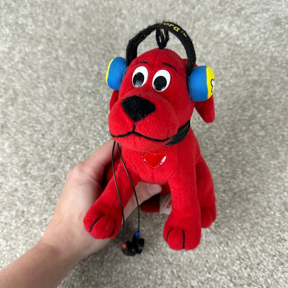 Vintage Clifford The Big Red Dog Plush Toy Island Headphones Earbuds Scholastic